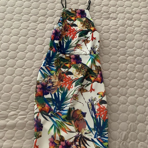 Multicolored midi dress with black straps - Picture 2 of 3